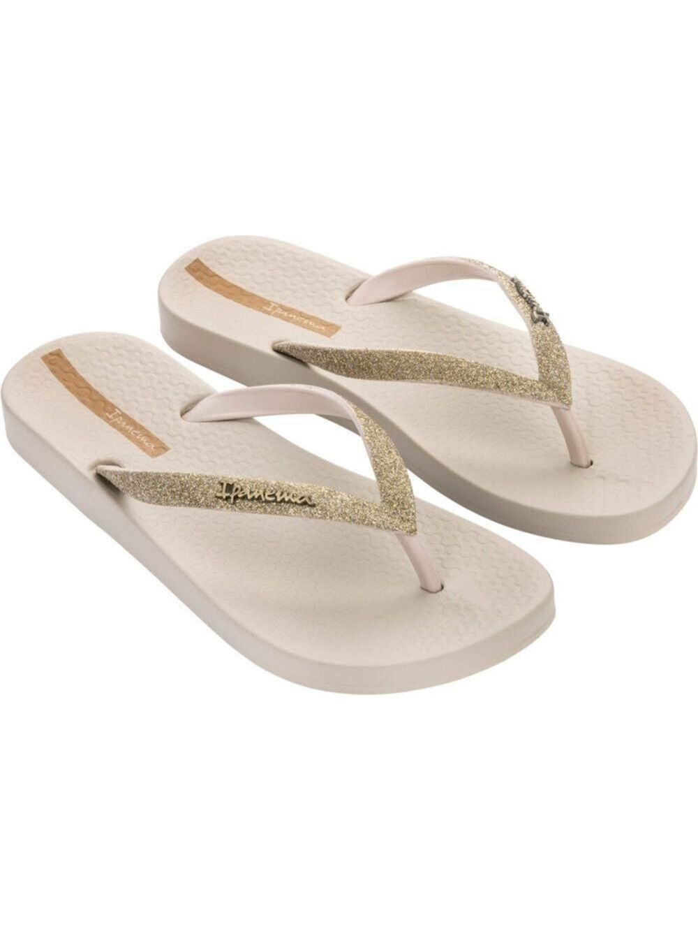 Women’s Ipanema Ana Beige Sparkle Flip Flops Size 11 US!